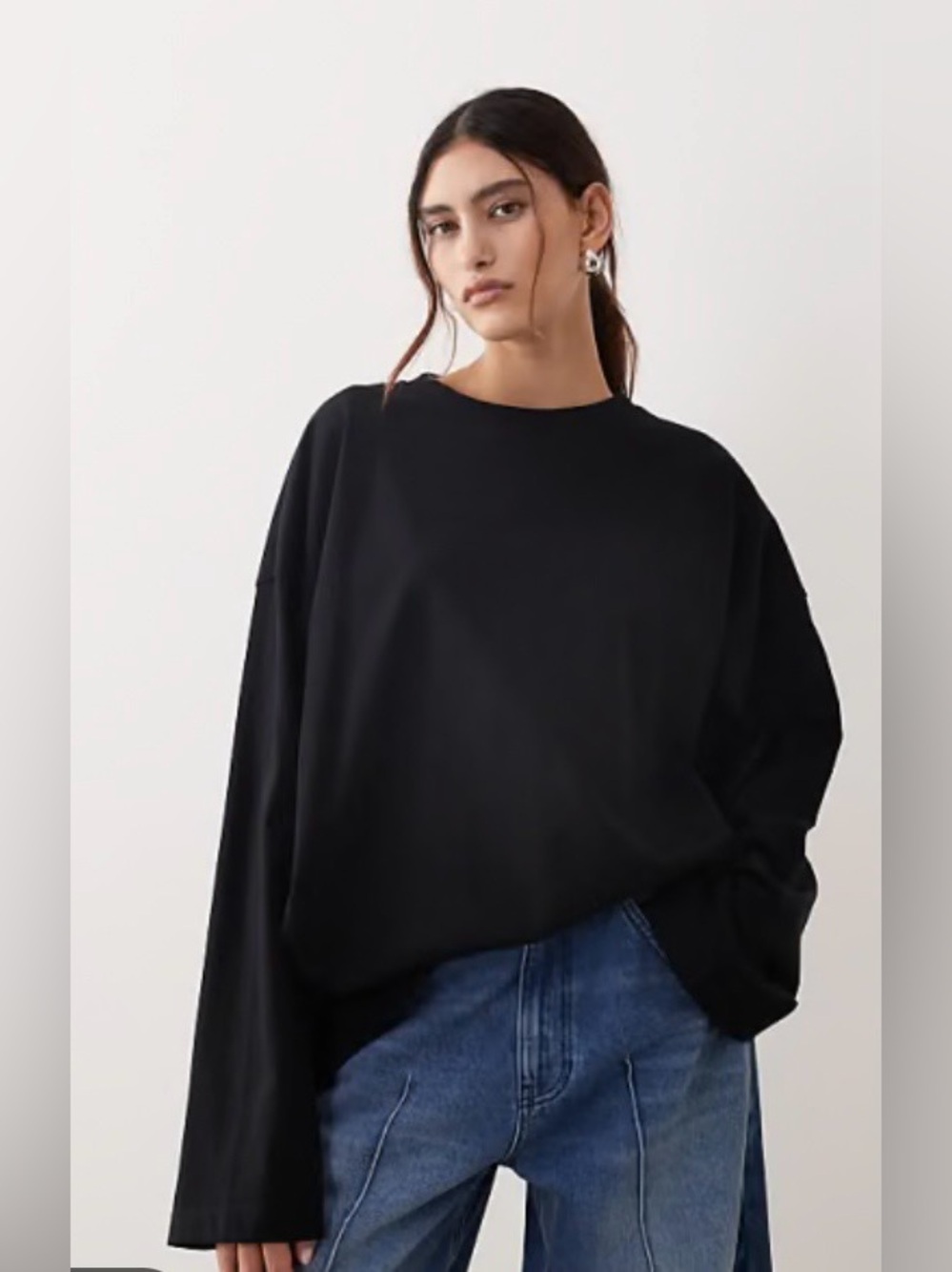Topshop Black Oversized Long Sleeve